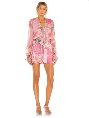 Hemant and Nandita Pink Floral Long-Sleeve Romper
